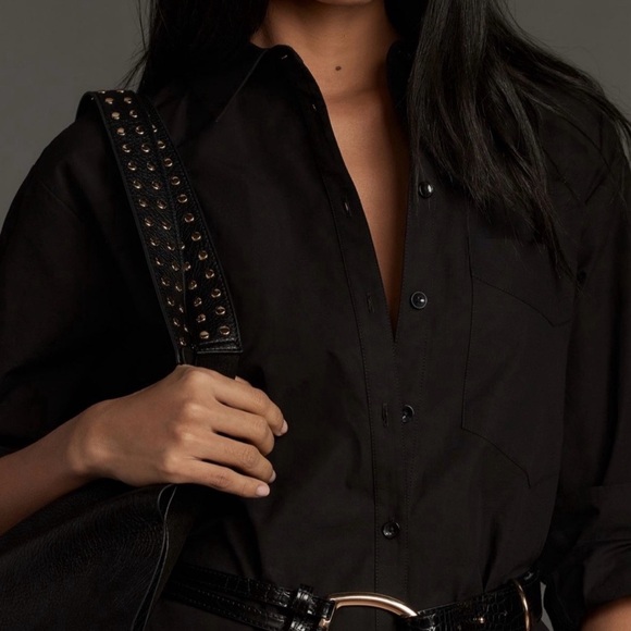 Anthropologie Maeve The Soren Longsleeve Black Shirt Dress Size Small - Picture 3 of 12